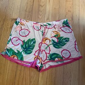 Soma Pink and Green Tropical Print Women's Lounge Shorts